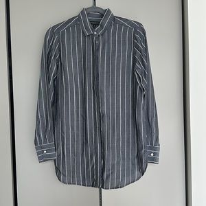 Banana Republic Women’s Grey and White Striped Blouse Size XS